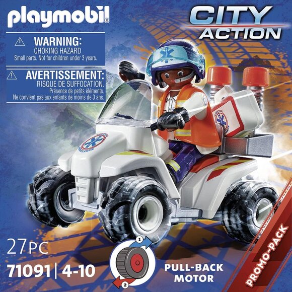 3/$28❤️new damaged box Playmobil 71091 4-10 Quad Rescue Small Pull-Back Motor - Picture 2 of 12